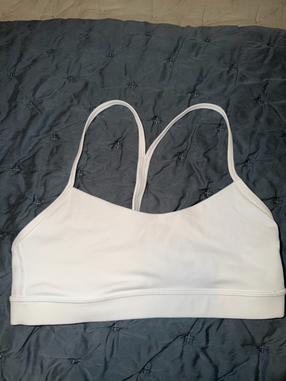 White Lululemon Flow Y Bra Nulu: Light support A-B Cup